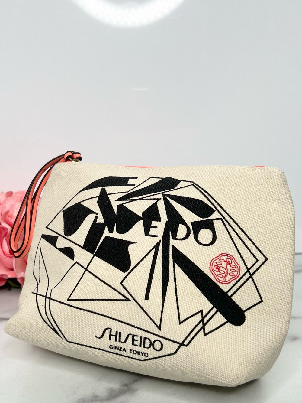 ❗️NWOT❗️SHISEIDO GINZA TOKYO CANVAS COSMETIC MAKEUP POUCH ZIP TRAVEL BAG